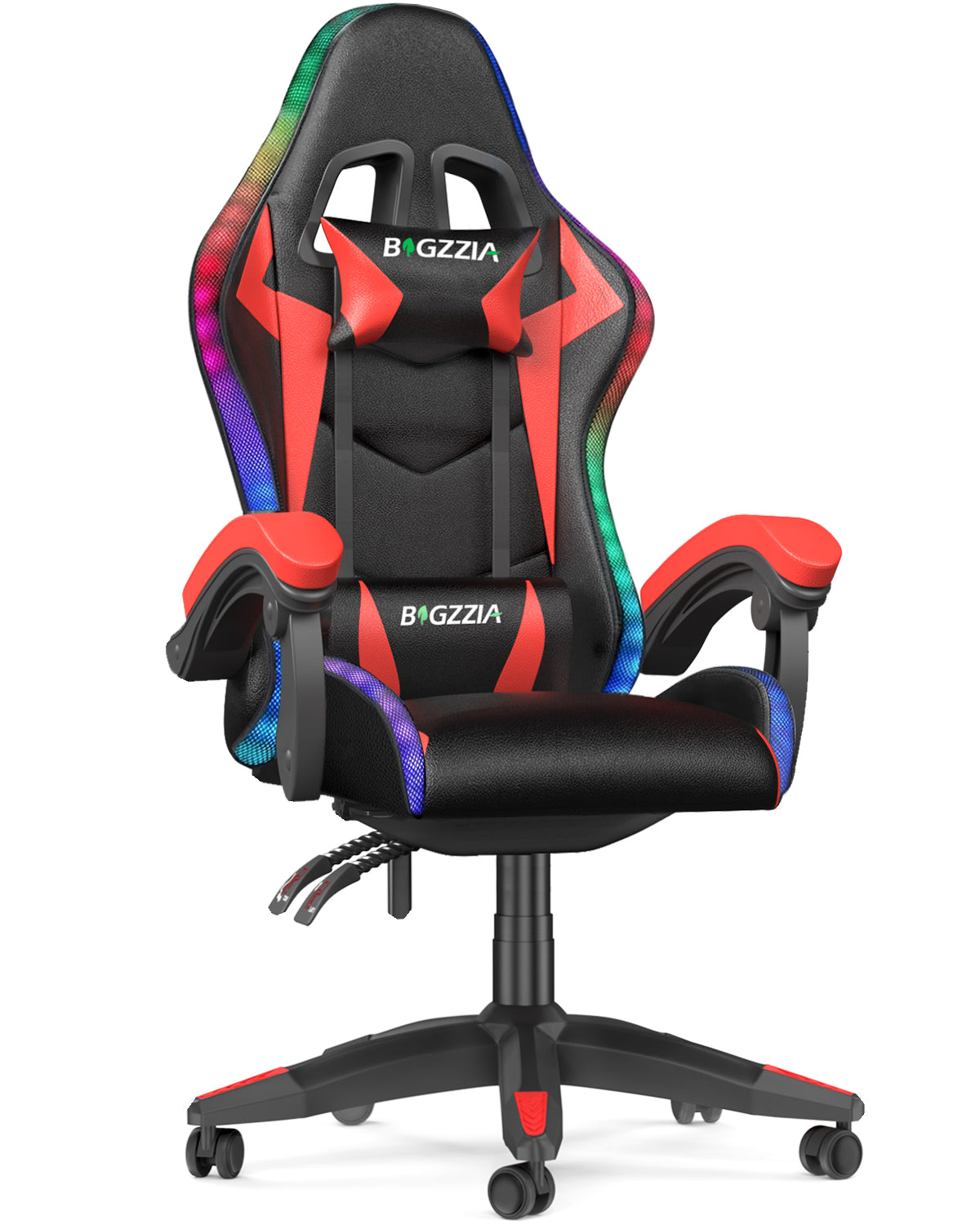 Bigzzia Gaming Chair with LED Lights, Computer Chair with Lumbar Support