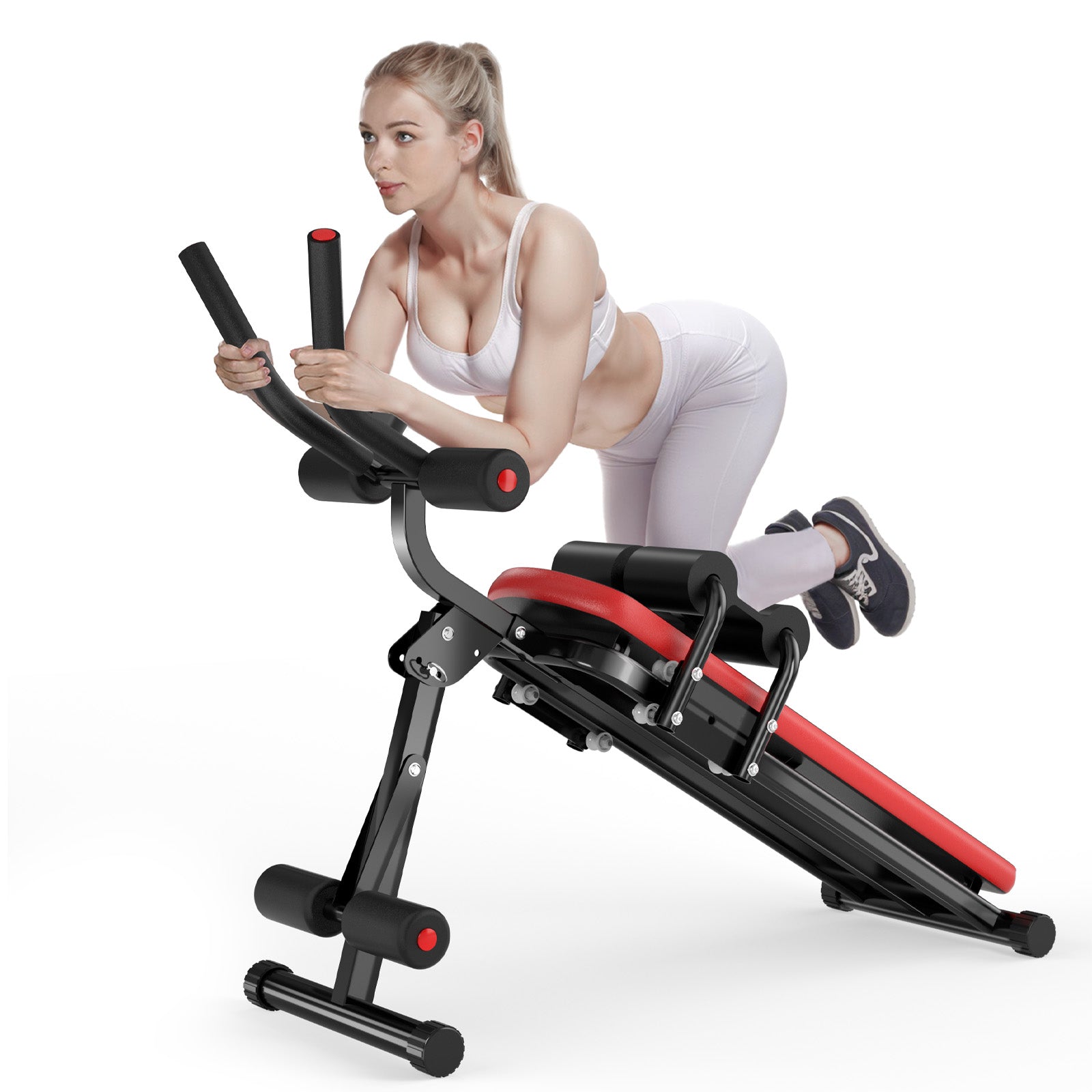 Wooa Ab Machine - Adjustable Ab Trainer With Resistance Bands, LCD Display & Foldable Design - 330 Lbs Capacity For Home Workouts