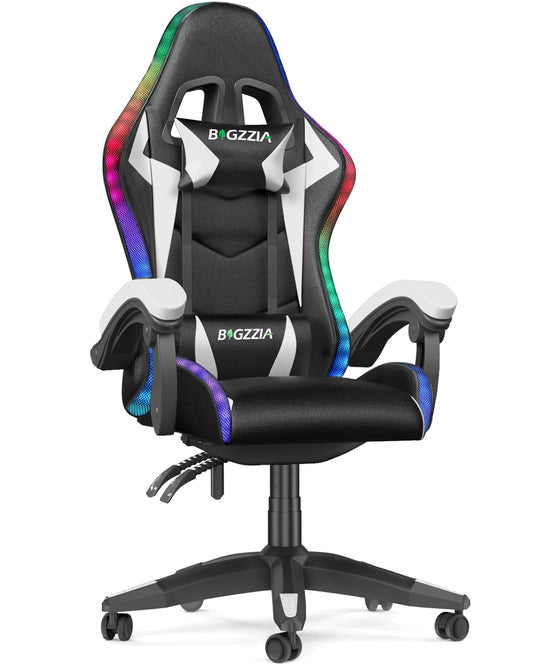 Bigzzia Gaming Chair with LED Lights, Computer Chair with Lumbar Support