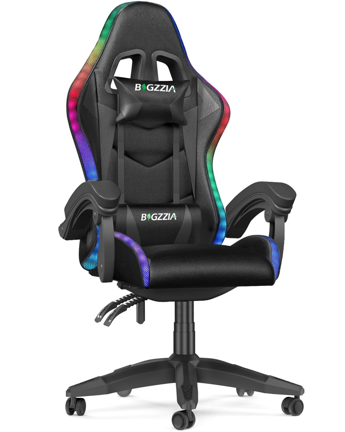 Bigzzia Gaming Chair with LED Lights, Computer Chair with Lumbar Support