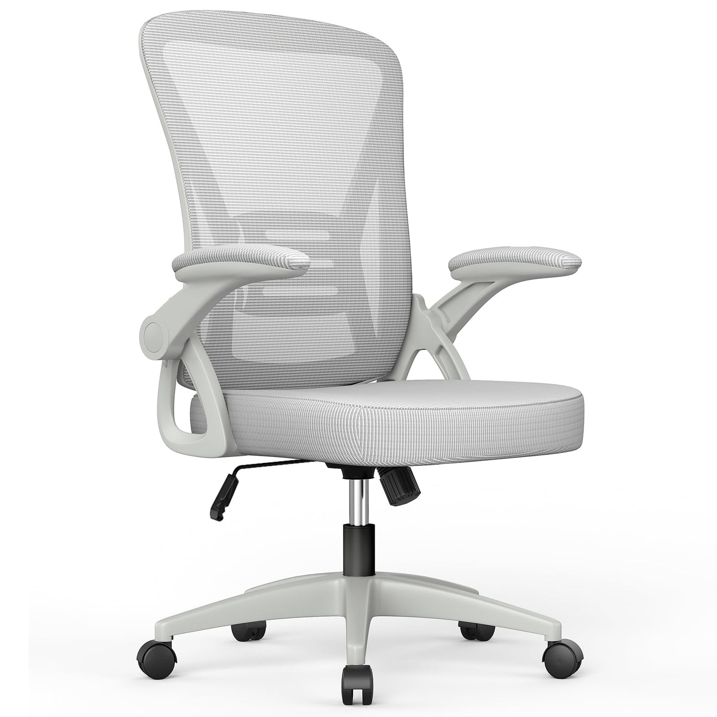 Bigzzia Ergonomic Office Chair, Mid-Back, Adjustable Height, Flip-Up Arms and Lumbar Support, Black