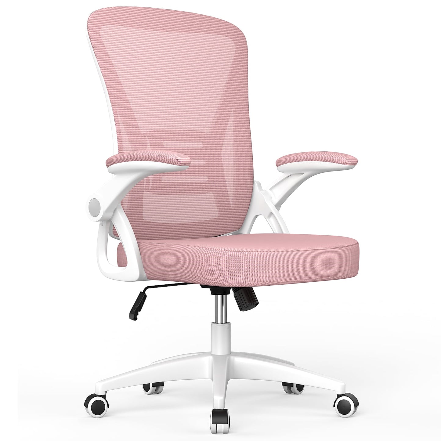 Bigzzia Ergonomic Office Chair, Mid-Back, Adjustable Height, Flip-Up Arms and Lumbar Support, Black