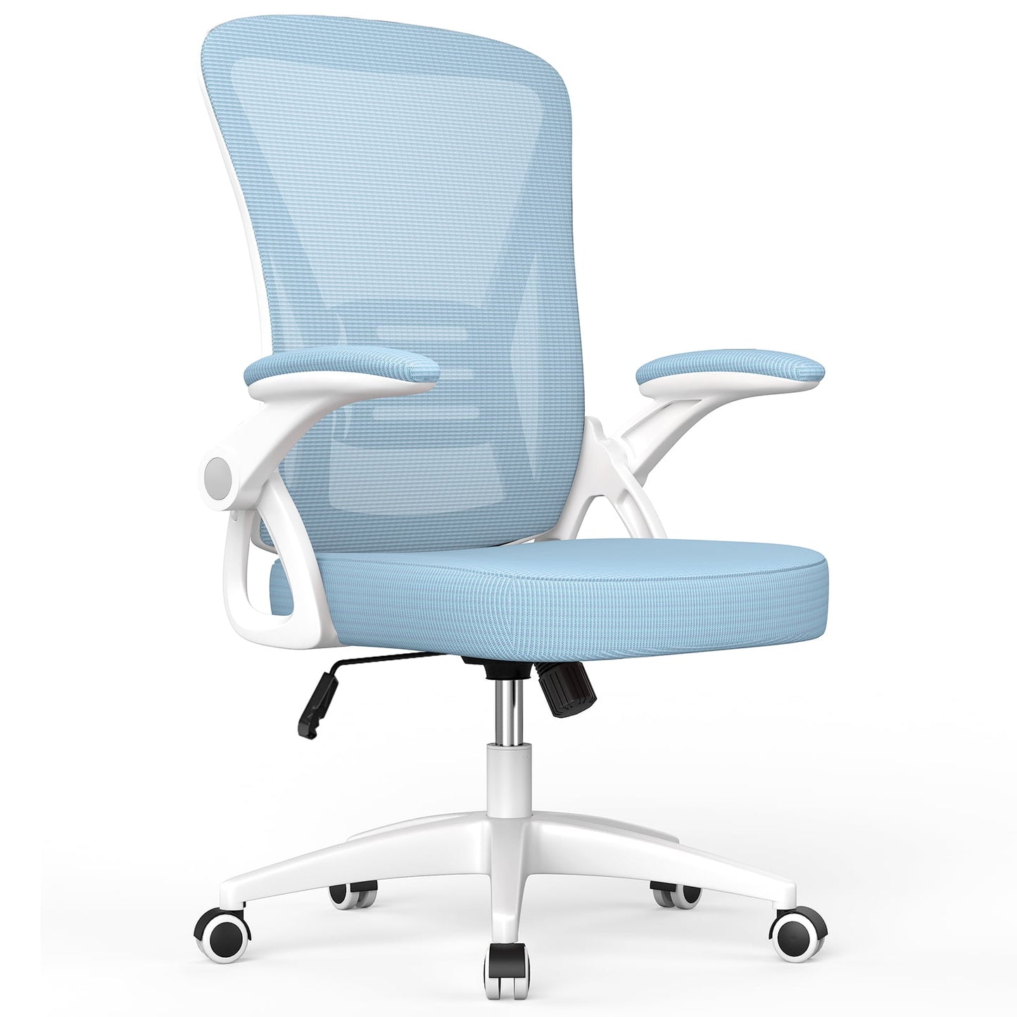 Bigzzia Ergonomic Office Chair, Mid-Back, Adjustable Height, Flip-Up Arms and Lumbar Support, Black