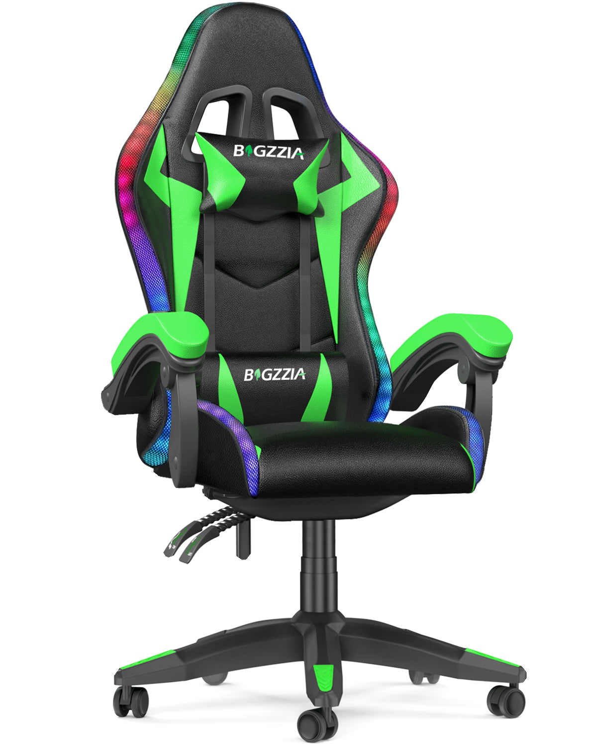 Bigzzia Gaming Chair with LED Lights, Computer Chair with Lumbar Support