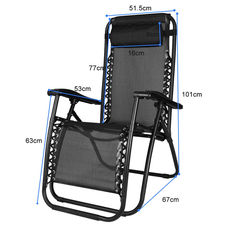 Bigzzia Set of 2 Stretched Canvas Folding Lounger Chairs with Teat