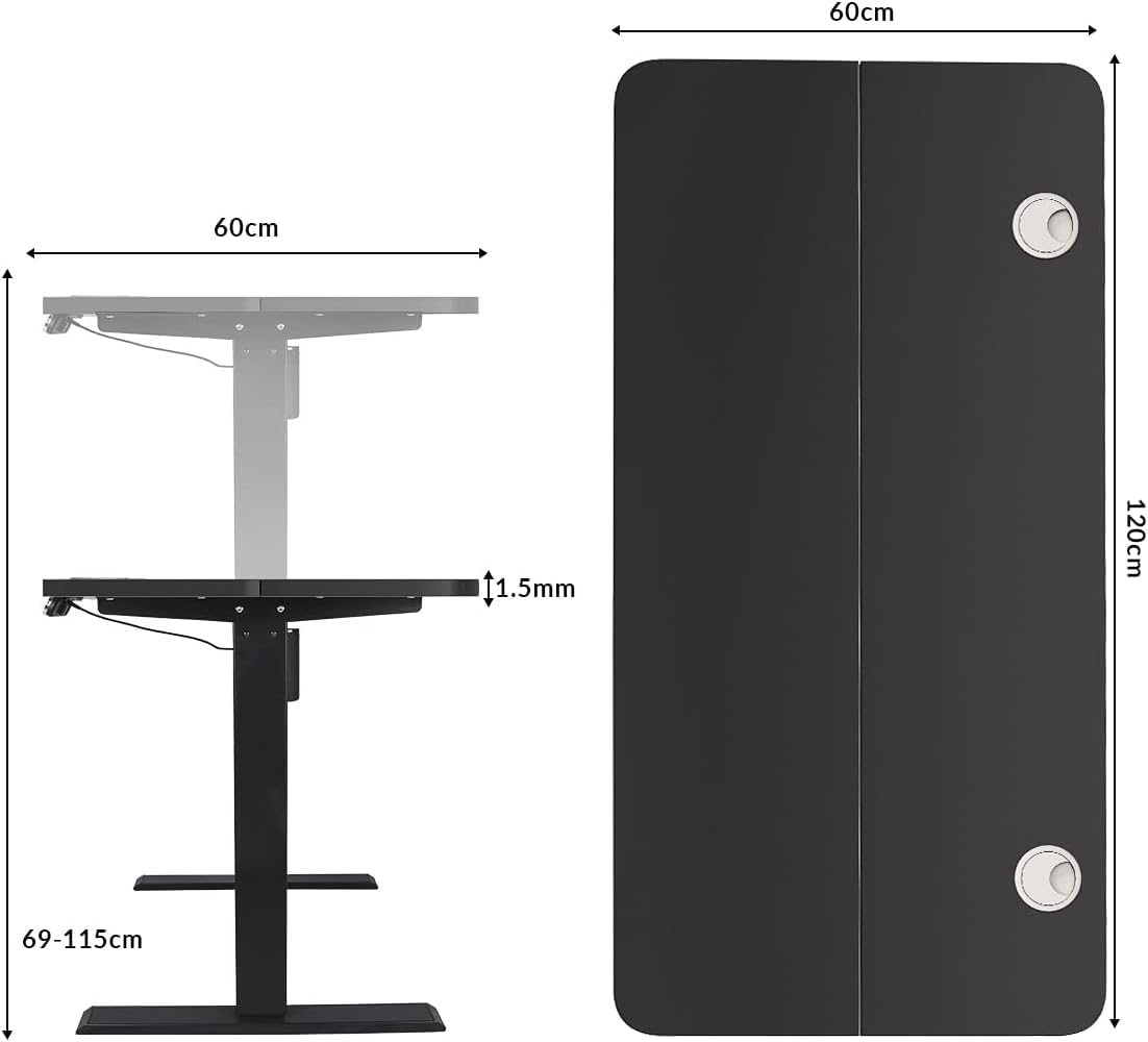Bigzzia Electric Standing Desk Height Adjustable Standing Desk for 120cm x 60cm Stand Up Desk for Kids and Adults