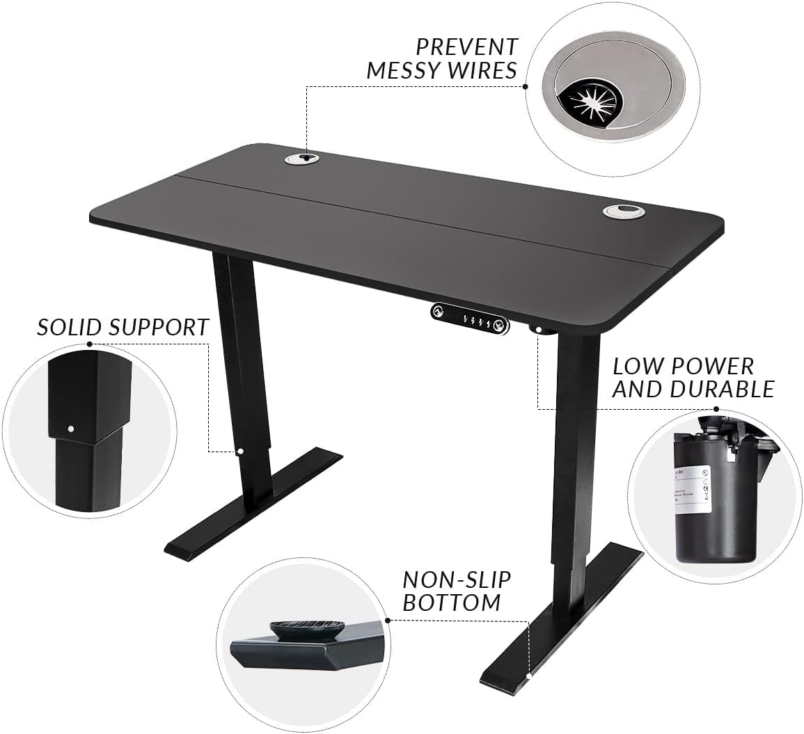 Bigzzia Electric Standing Desk Height Adjustable Standing Desk for 120cm x 60cm Stand Up Desk for Kids and Adults