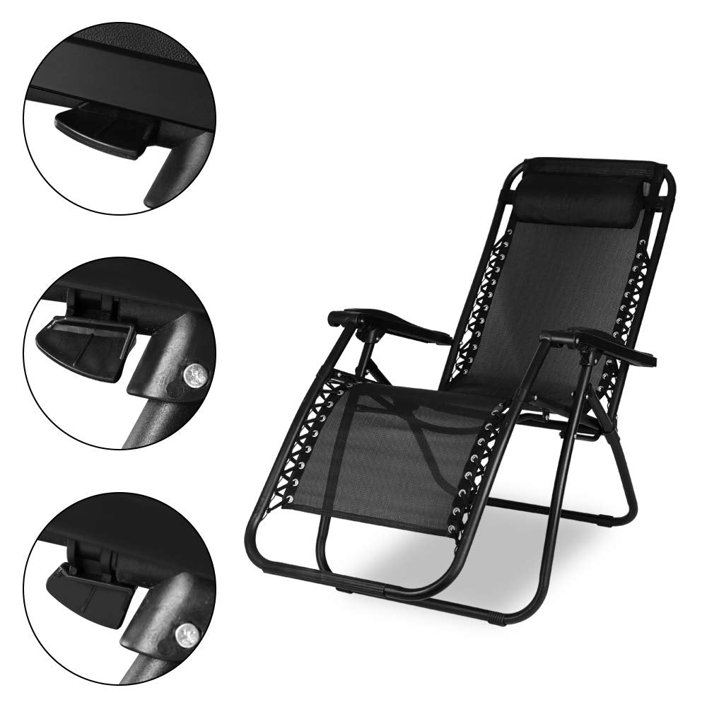 Bigzzia Set of 2 Stretched Canvas Folding Lounger Chairs with Teat