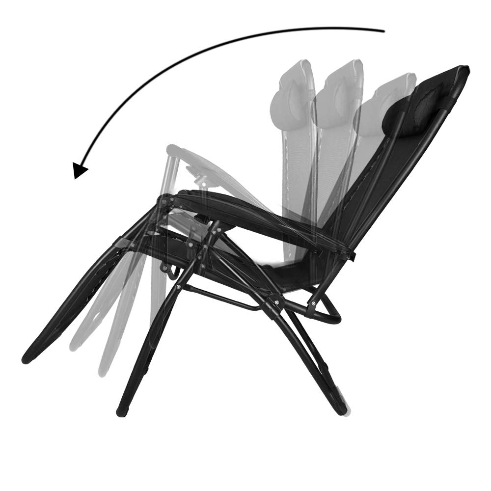 Bigzzia Set of 2 Stretched Canvas Folding Lounger Chairs with Teat