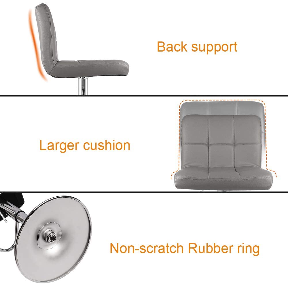 Bigzzia Barstool, Bar Stools Set of 2 PU Leather Swivel Height Adjustable Bar Chairs With Backrest For Breakfast Bar, Counter, Kitchen and Home Barstools