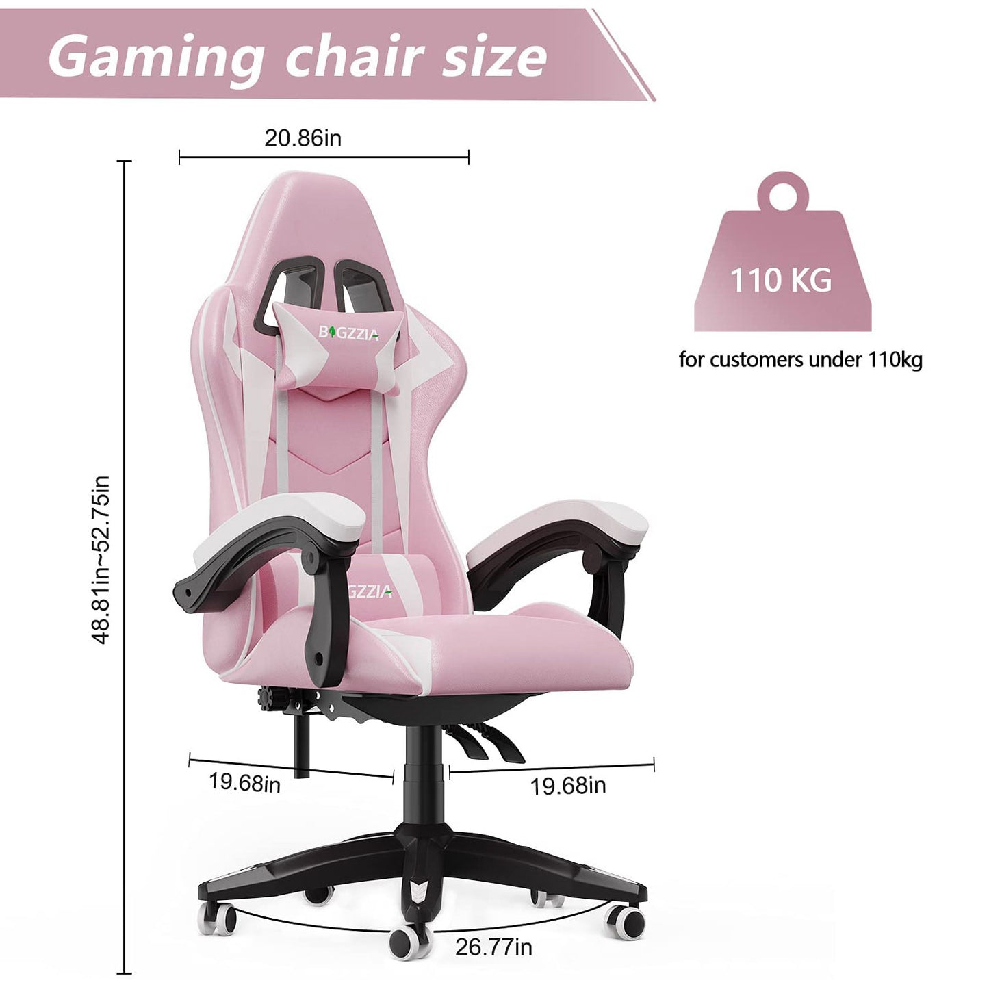 Bigzzia Gaming Chair Office Chair Desk Chair Swivel Heavy Duty Chair Ergonomic Design with Cushion and Reclining Back Support