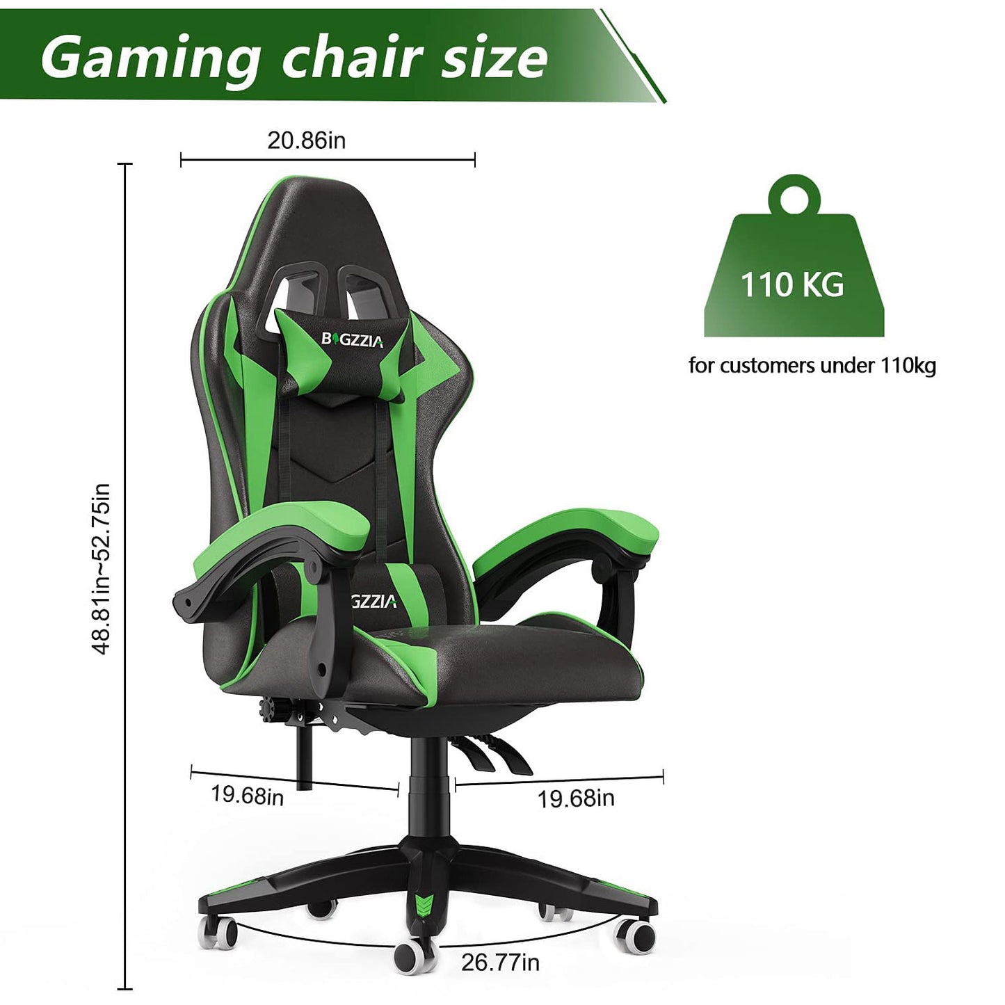 Bigzzia Gaming Chair Office Chair Desk Chair Swivel Heavy Duty Chair Ergonomic Design with Cushion and Reclining Back Support