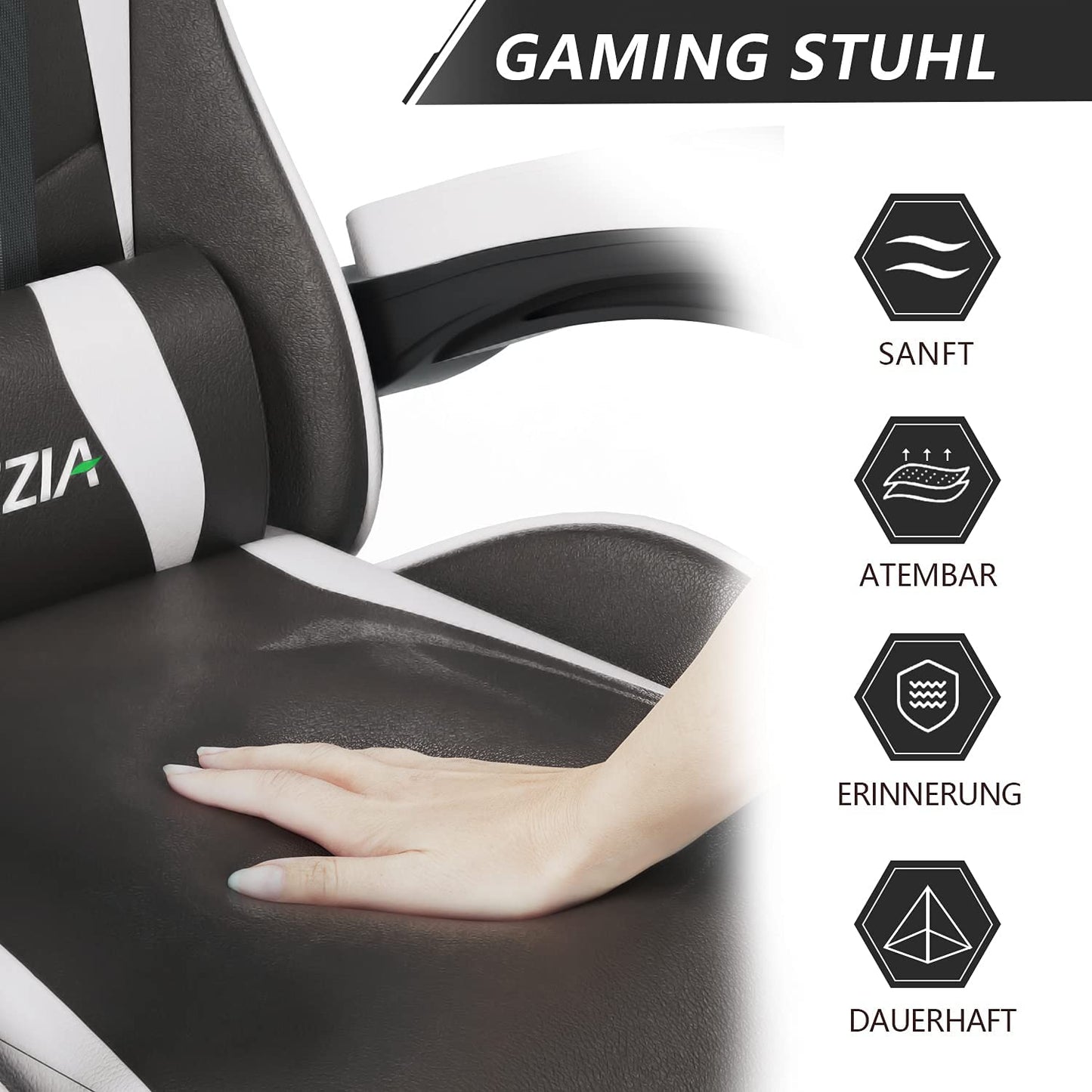 Bigzzia Gaming Chair Office Chair Desk Chair Swivel Heavy Duty Chair Ergonomic Design with Cushion and Reclining Back Support