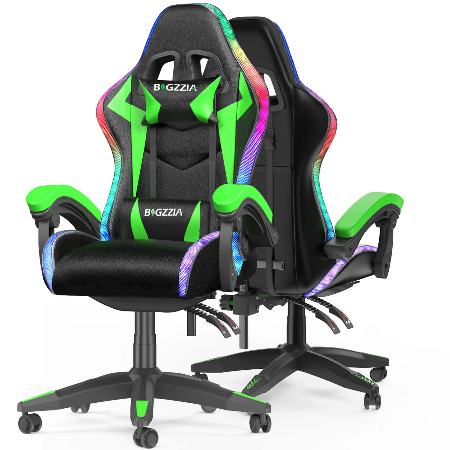Bigzzia Gaming Chair with LED Lights, Computer Chair with Lumbar Support