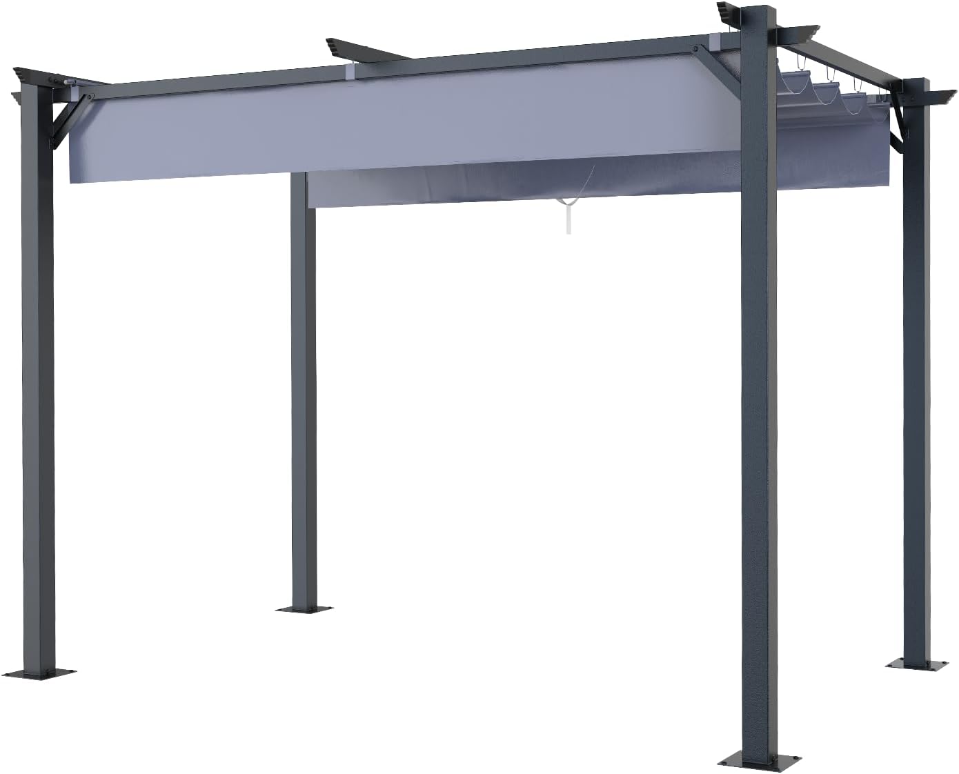 Gazebo, bigzzia Metal Pergola With Retractable Roof,Outdoor Parasol Features Water-Resistant And SPF 15 With PU Coated Canopy,Sun Shade For Garden Party Barbecue Event