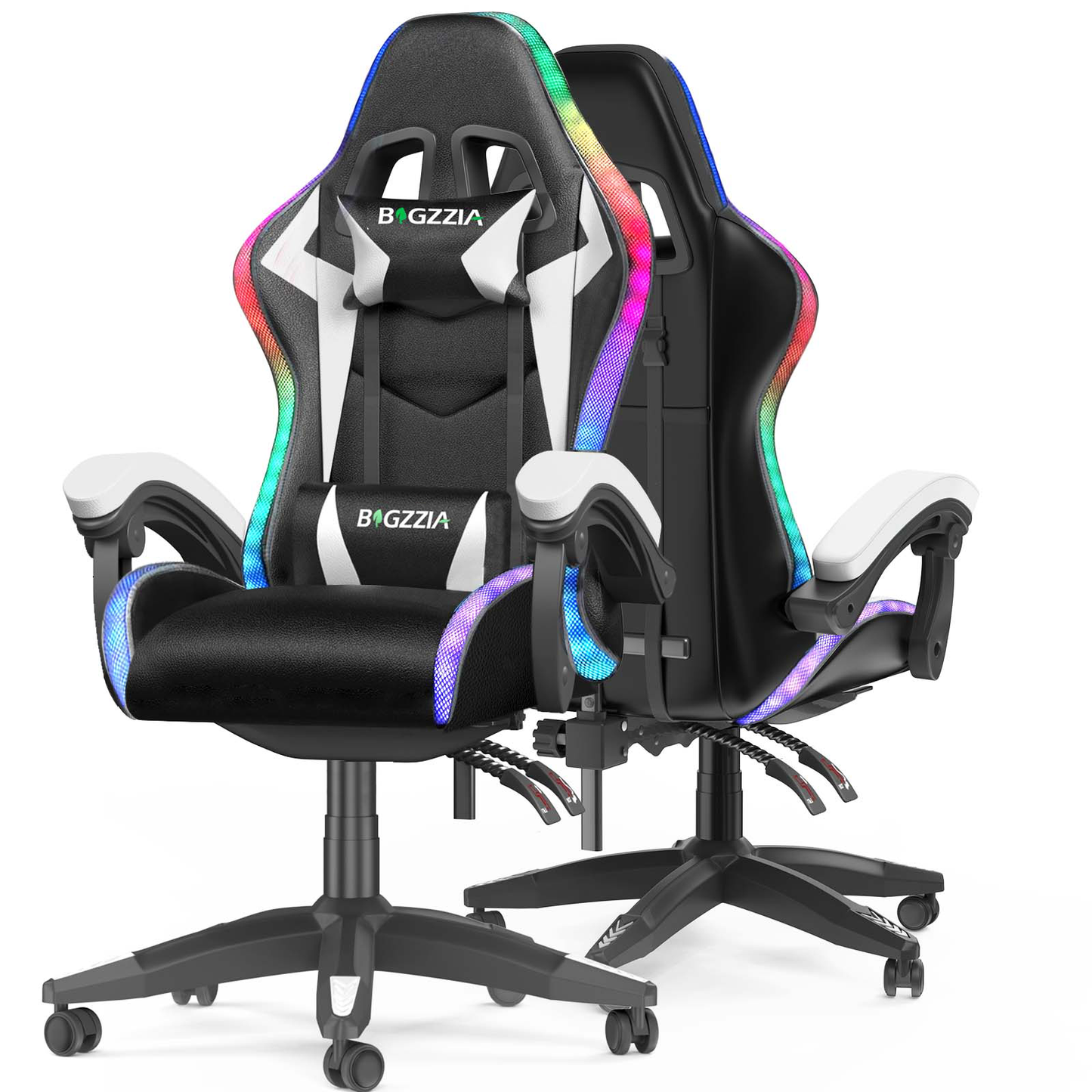 Bigzzia Gaming Chair with LED Lights, Computer Chair with Lumbar Support