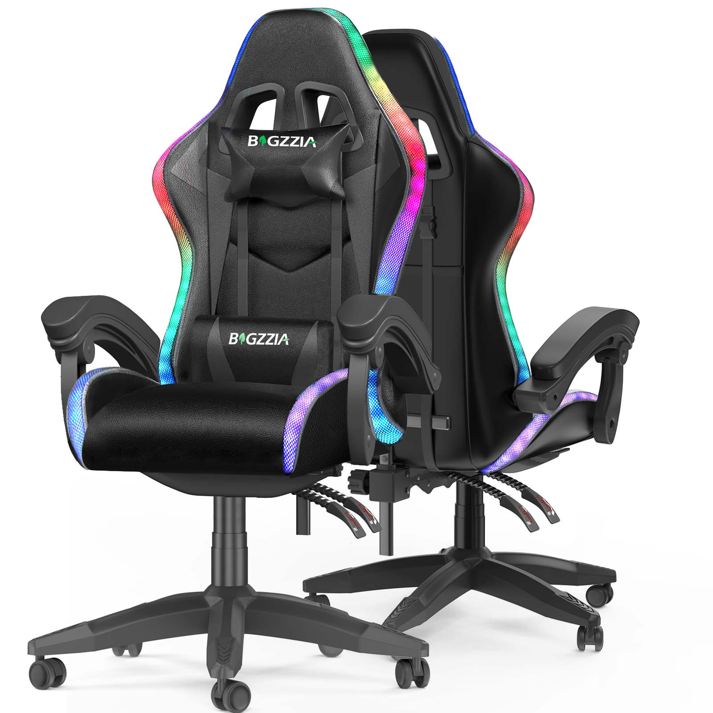 Bigzzia Gaming Chair with LED Lights, Computer Chair with Lumbar Support