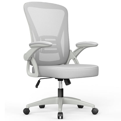Bigzzia Ergonomic Office Chair, Mid-Back, Adjustable Height, Flip-Up Arms and Lumbar Support, Black