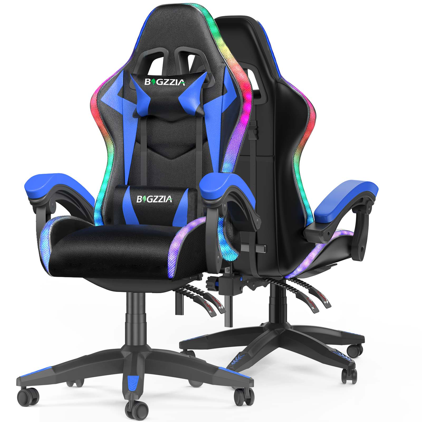 Bigzzia Gaming Chair with LED Lights, Computer Chair with Lumbar Support