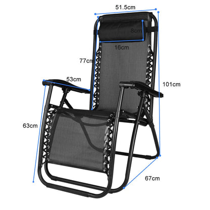 Bigzzia Set of 2 Stretched Canvas Folding Lounger Chairs with Teat