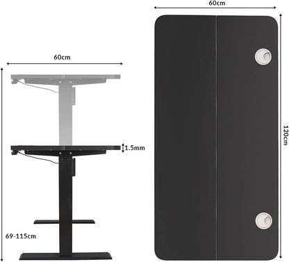 Bigzzia Electric Standing Desk Height Adjustable Standing Desk for 120cm x 60cm Stand Up Desk for Kids and Adults