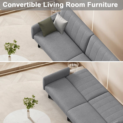 Bigzzia 2-in-1 Convertible Sofa Bed 3 Seater with Adjustable Backrest & Detachable Arms - Double Independent Backrest Design, High-Density Memory Foam - Ideal for Apartments