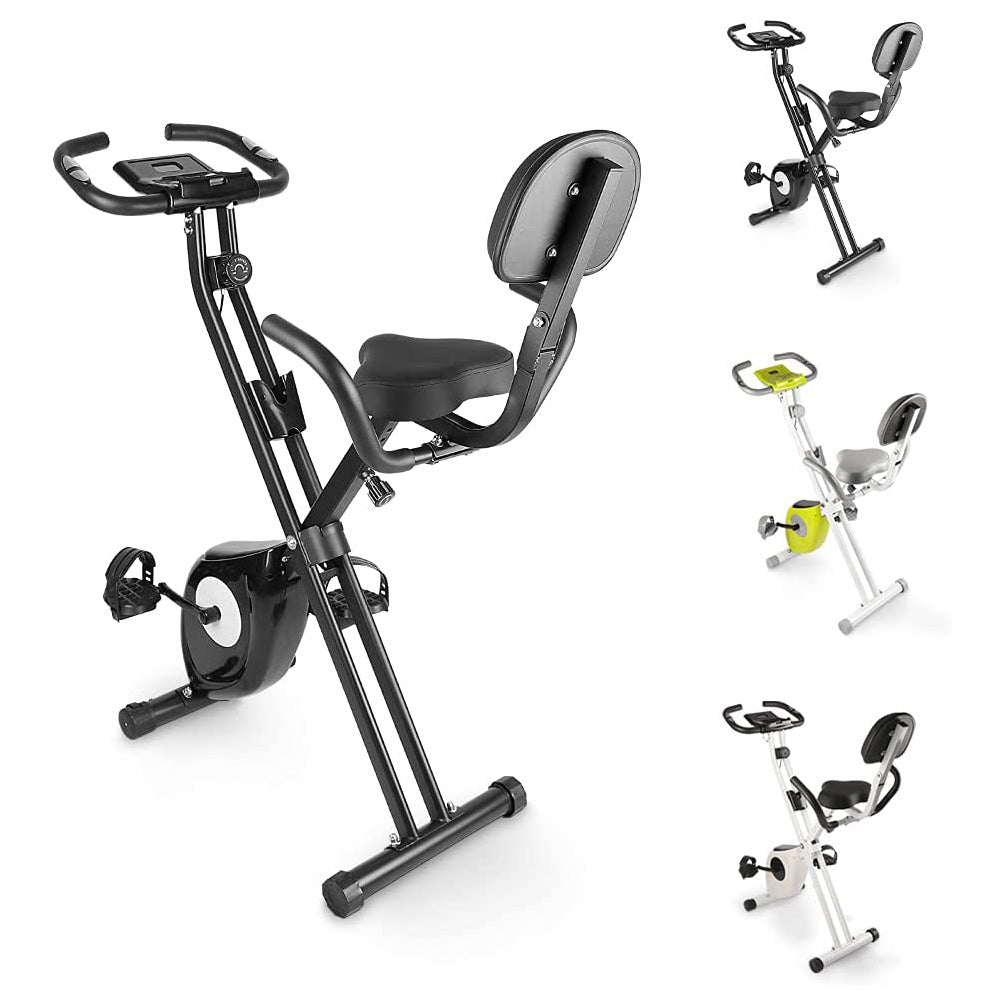 bigzzia Exercise Bike,Upright and Foldable Stationary Bike with Magnetic Resistance/LCD Monitor/Pulse Sensors,Fitness Exercise for Home Gym