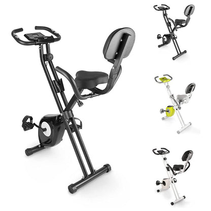 bigzzia Exercise Bike,Upright and Foldable Stationary Bike with Magnetic Resistance/LCD Monitor/Pulse Sensors,Fitness Exercise for Home Gym