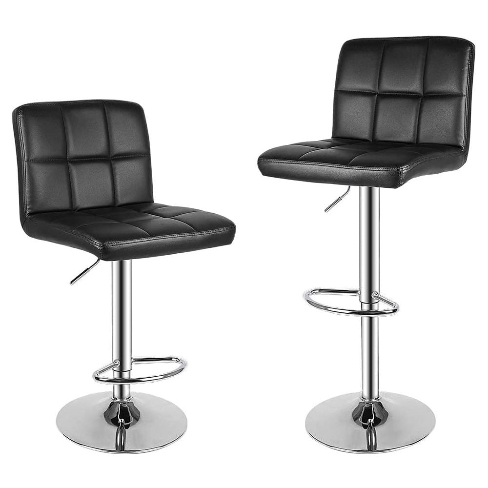 Bigzzia Barstool, Bar Stools Set of 2 PU Leather Swivel Height Adjustable Bar Chairs With Backrest For Breakfast Bar, Counter, Kitchen and Home Barstools