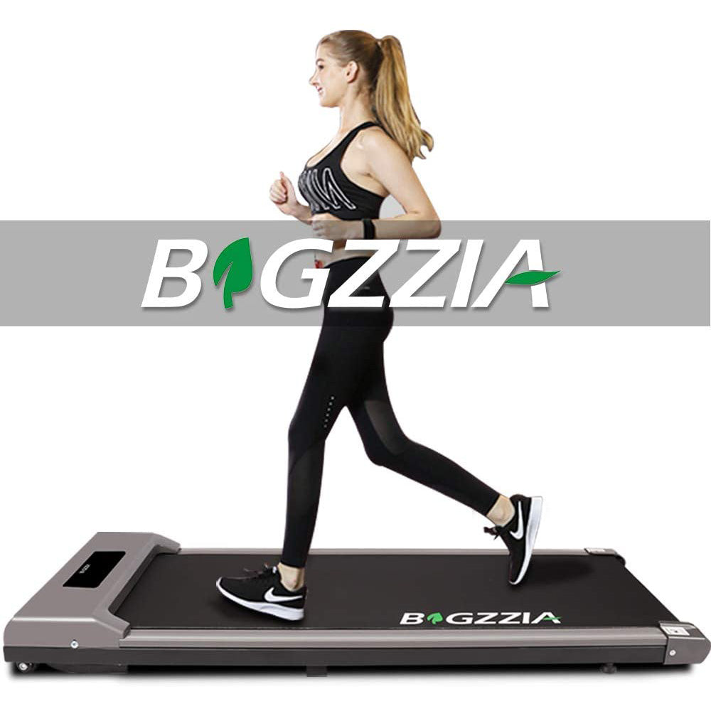 bigzzia Motorised Treadmill, Under Desk Treadmill Portable Walking Running Pad Flat Slim Machine with Remote Control and LCD Display for Home Office Gym Use, Installation-Free