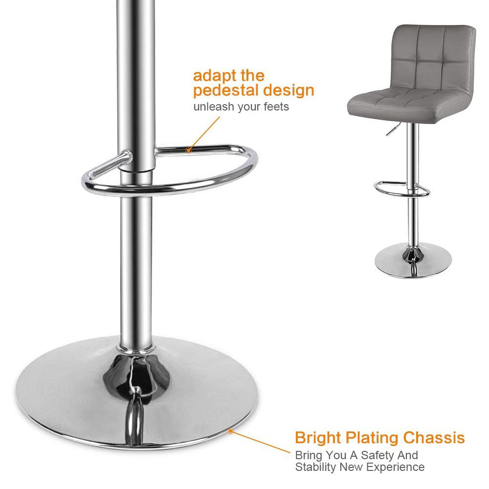 Bigzzia Barstool, Bar Stools Set of 2 PU Leather Swivel Height Adjustable Bar Chairs With Backrest For Breakfast Bar, Counter, Kitchen and Home Barstools