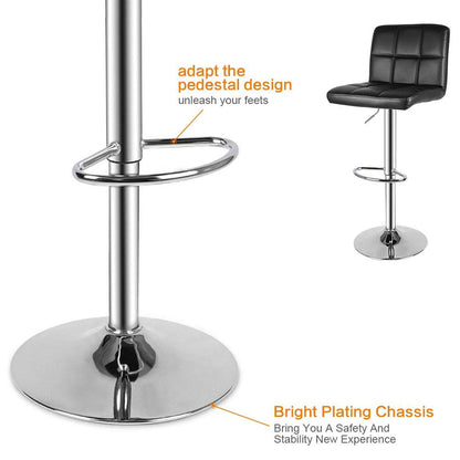 Bigzzia Barstool, Bar Stools Set of 2 PU Leather Swivel Height Adjustable Bar Chairs With Backrest For Breakfast Bar, Counter, Kitchen and Home Barstools