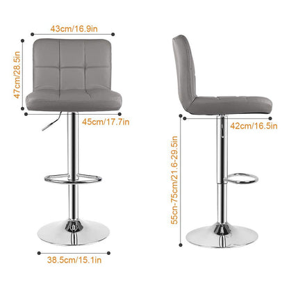 Bigzzia Barstool, Bar Stools Set of 2 PU Leather Swivel Height Adjustable Bar Chairs With Backrest For Breakfast Bar, Counter, Kitchen and Home Barstools