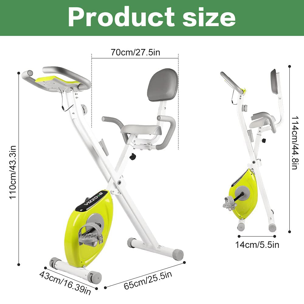 bigzzia Exercise Bike,Upright and Foldable Stationary Bike with Magnetic Resistance/LCD Monitor/Pulse Sensors,Fitness Exercise for Home Gym
