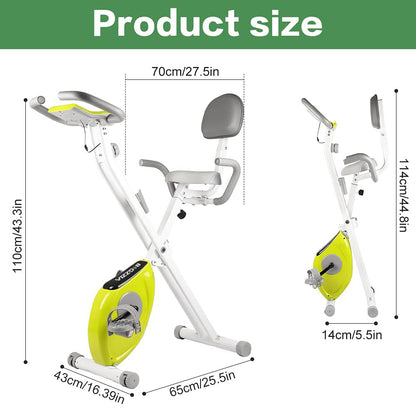 bigzzia Exercise Bike,Upright and Foldable Stationary Bike with Magnetic Resistance/LCD Monitor/Pulse Sensors,Fitness Exercise for Home Gym