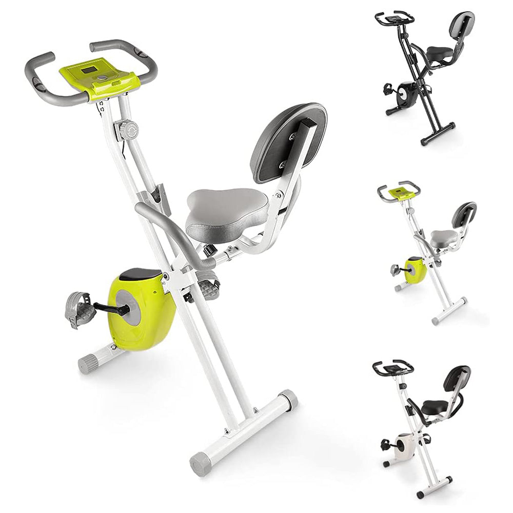 bigzzia Exercise Bike,Upright and Foldable Stationary Bike with Magnetic Resistance/LCD Monitor/Pulse Sensors,Fitness Exercise for Home Gym