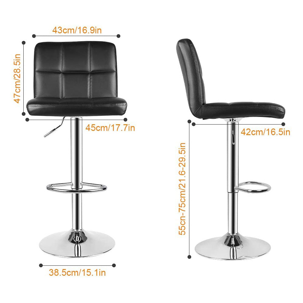 Bigzzia Barstool, Bar Stools Set of 2 PU Leather Swivel Height Adjustable Bar Chairs With Backrest For Breakfast Bar, Counter, Kitchen and Home Barstools
