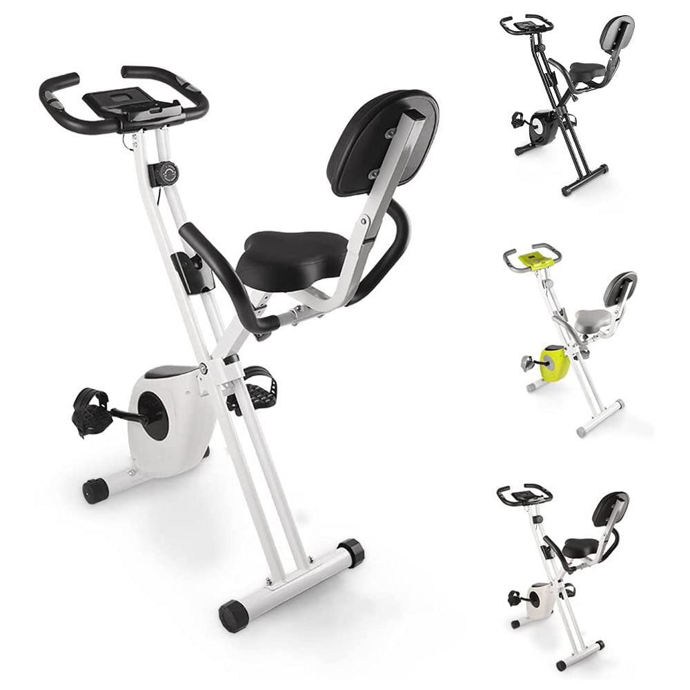 bigzzia Exercise Bike,Upright and Foldable Stationary Bike with Magnetic Resistance/LCD Monitor/Pulse Sensors,Fitness Exercise for Home Gym