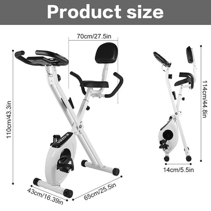 bigzzia Exercise Bike,Upright and Foldable Stationary Bike with Magnetic Resistance/LCD Monitor/Pulse Sensors,Fitness Exercise for Home Gym