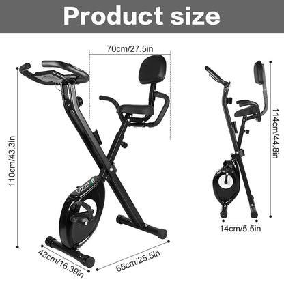 bigzzia Exercise Bike,Upright and Foldable Stationary Bike with Magnetic Resistance/LCD Monitor/Pulse Sensors,Fitness Exercise for Home Gym