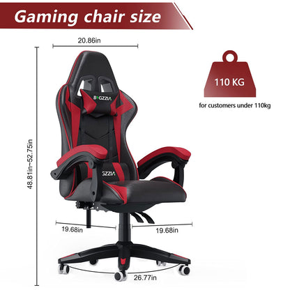 Bigzzia Gaming Chair Office Chair Desk Chair Swivel Heavy Duty Chair Ergonomic Design with Cushion and Reclining Back Support