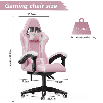 Bigzzia Gaming Chair Office Chair Desk Chair Swivel Heavy Duty Chair Ergonomic Design with Cushion and Reclining Back Support