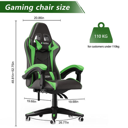 Bigzzia Gaming Chair Office Chair Desk Chair Swivel Heavy Duty Chair Ergonomic Design with Cushion and Reclining Back Support