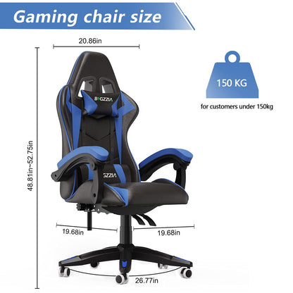 Bigzzia Gaming Chair Office Chair Desk Chair Swivel Heavy Duty Chair Ergonomic Design with Cushion and Reclining Back Support