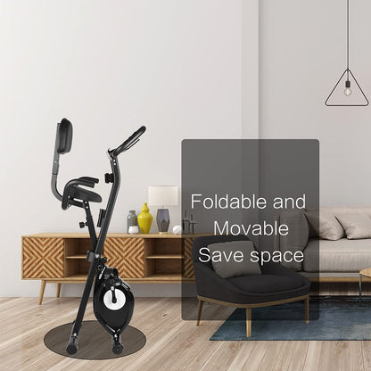 bigzzia Exercise Bike,Upright and Foldable Stationary Bike with Magnetic Resistance/LCD Monitor/Pulse Sensors,Fitness Exercise for Home Gym