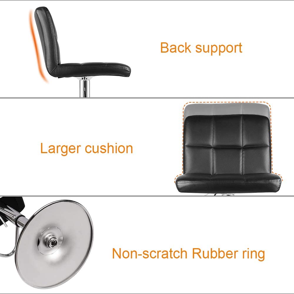 Bigzzia Barstool, Bar Stools Set of 2 PU Leather Swivel Height Adjustable Bar Chairs With Backrest For Breakfast Bar, Counter, Kitchen and Home Barstools
