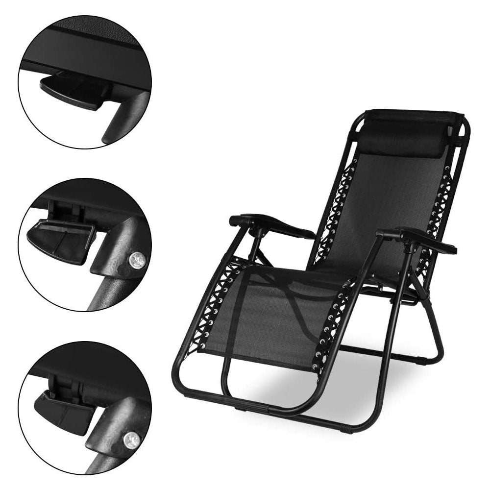 Bigzzia Folding Recliner Garden Chair leisure Beach Chair With headrest For Garden Outdoor Camping