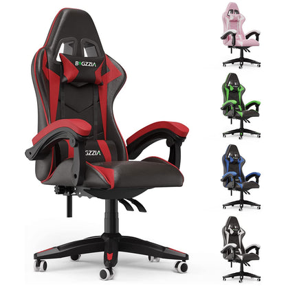 Bigzzia Gaming Chair Office Chair Desk Chair Swivel Heavy Duty Chair Ergonomic Design with Cushion and Reclining Back Support