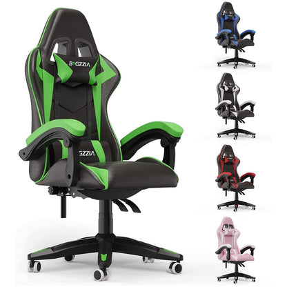 Bigzzia Gaming Chair Office Chair Desk Chair Swivel Heavy Duty Chair Ergonomic Design with Cushion and Reclining Back Support