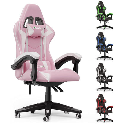 Bigzzia Gaming Chair Office Chair Desk Chair Swivel Heavy Duty Chair Ergonomic Design with Cushion and Reclining Back Support